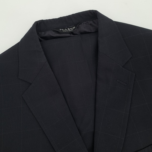 Jos. A. Bank Other - Jos A Bank Mens Navy 46L Blue Windowpane 100% Wool 2-Piece Suit Pants 40x31